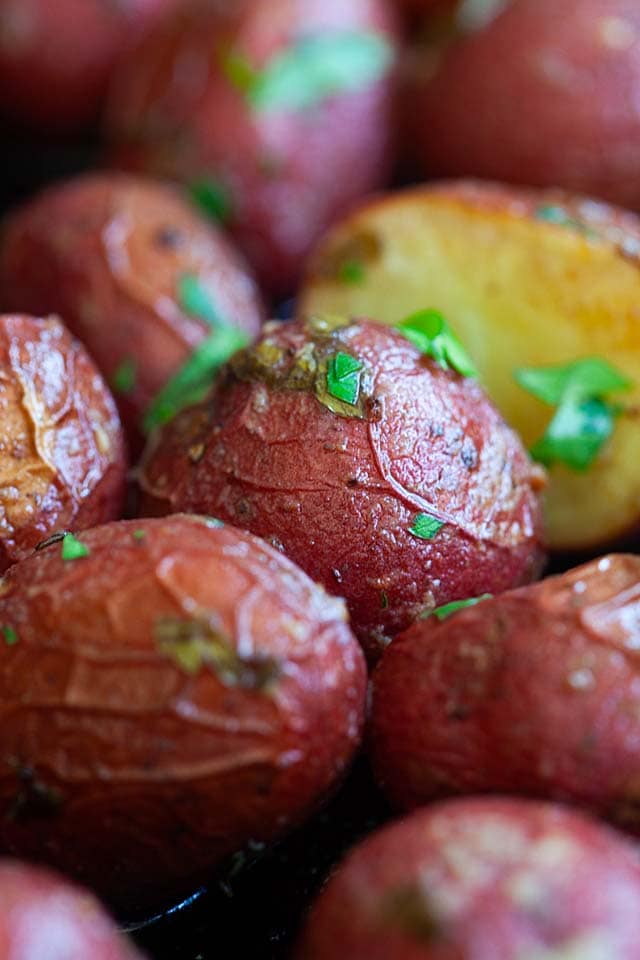 Roasted baby red potatoes.