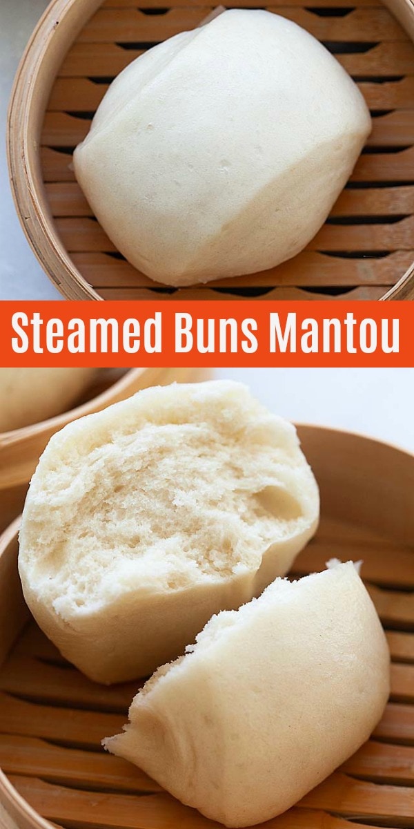 Cotton soft, puffy and fluffy steamed buns or mantou. This Chinese steamed buns recipe is easy, quick and 100% fail-proof, with only 20 minutes active time! 