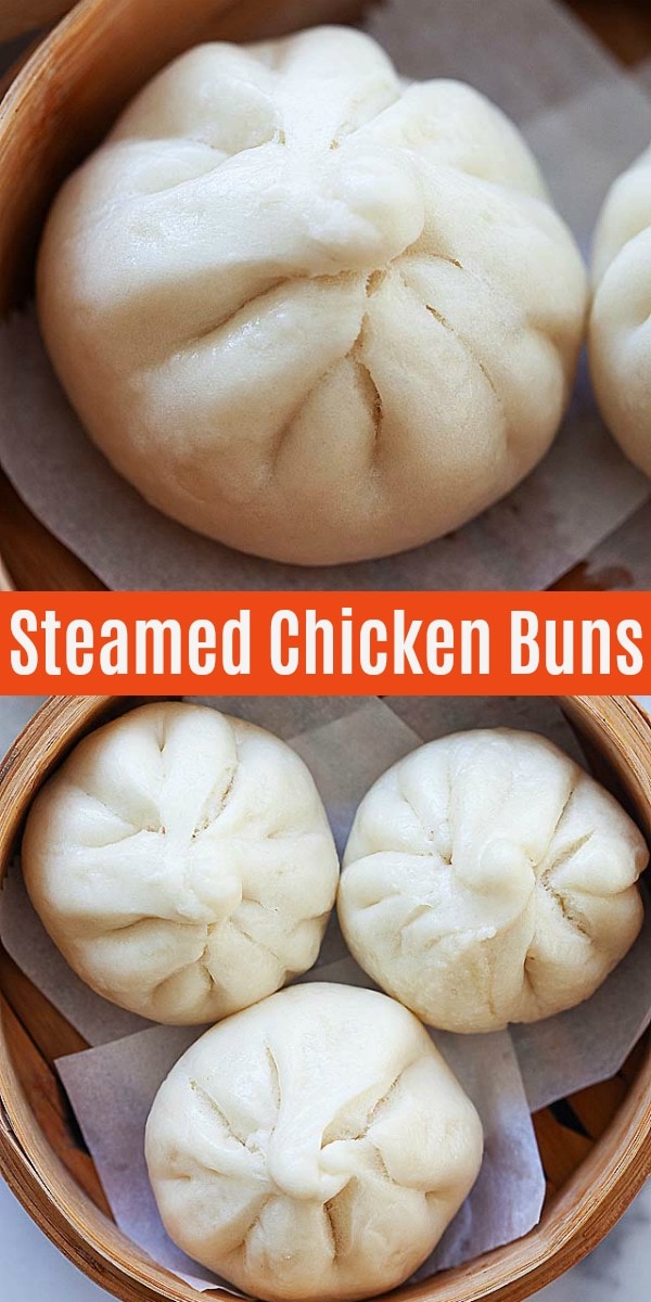 Chinese steamed chicken buns are popular at dim sum restaurants. Learn how to make soft and fluffy chicken steamed buns baozi with this easy and delicious recipe!