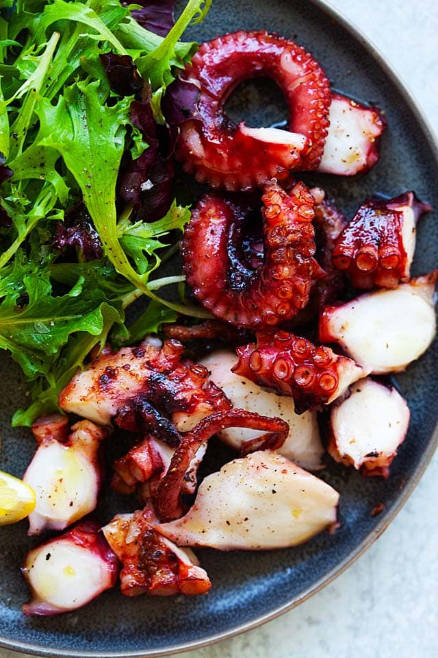 Spanish grilled octopus with smoked paprika.