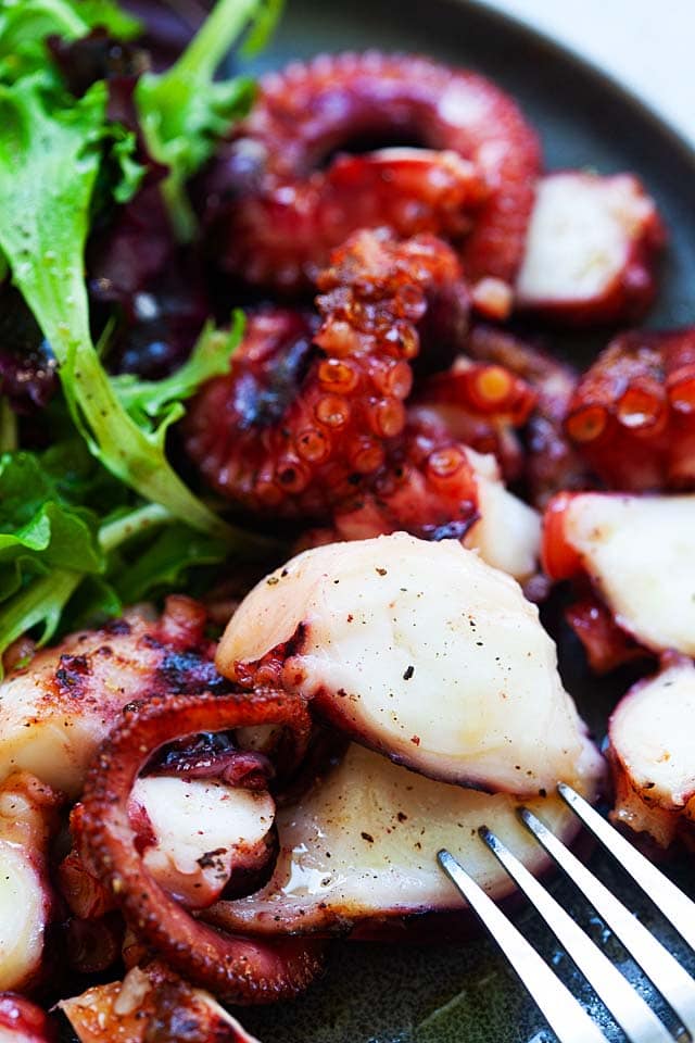 Grilled octopus salad.