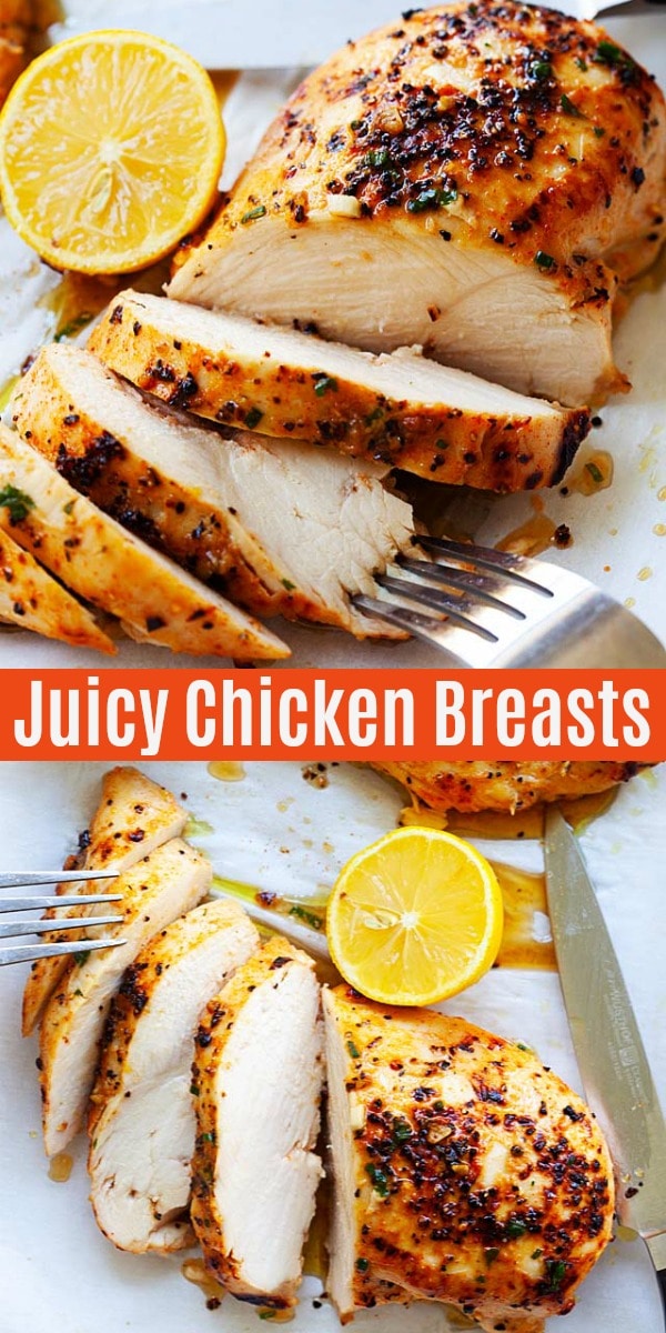 Easy, healthy and juicy boneless chicken breasts marinated with garlic, paprika and honey. This is one of the best oven baked boneless chicken breast recipes with few ingredients, perfect for weeknight dinner!