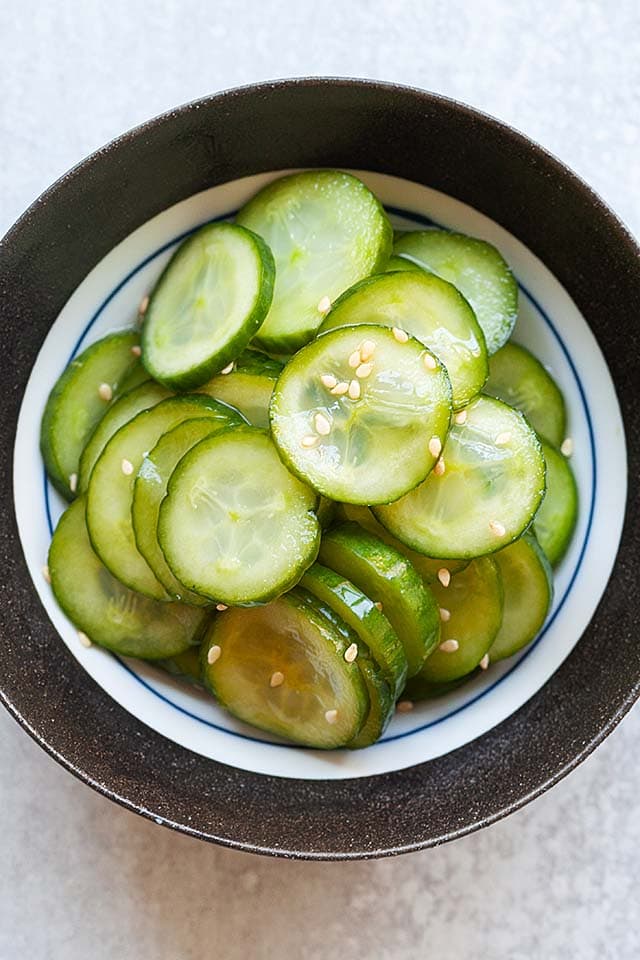 Pickled cucumber in a plate.