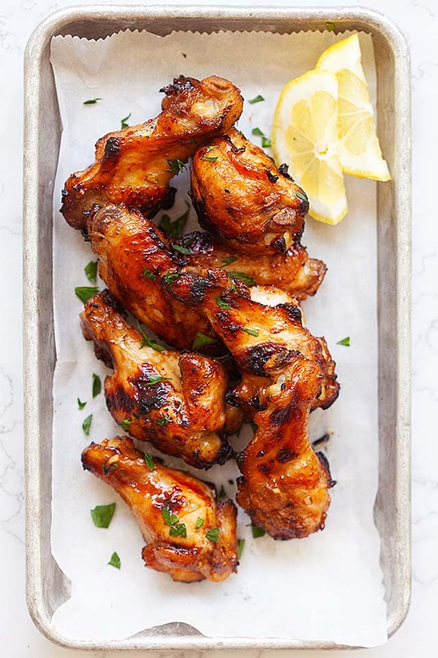 BBQ wings on grill.