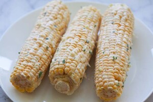 Fresh corn grill with garlic butter.
