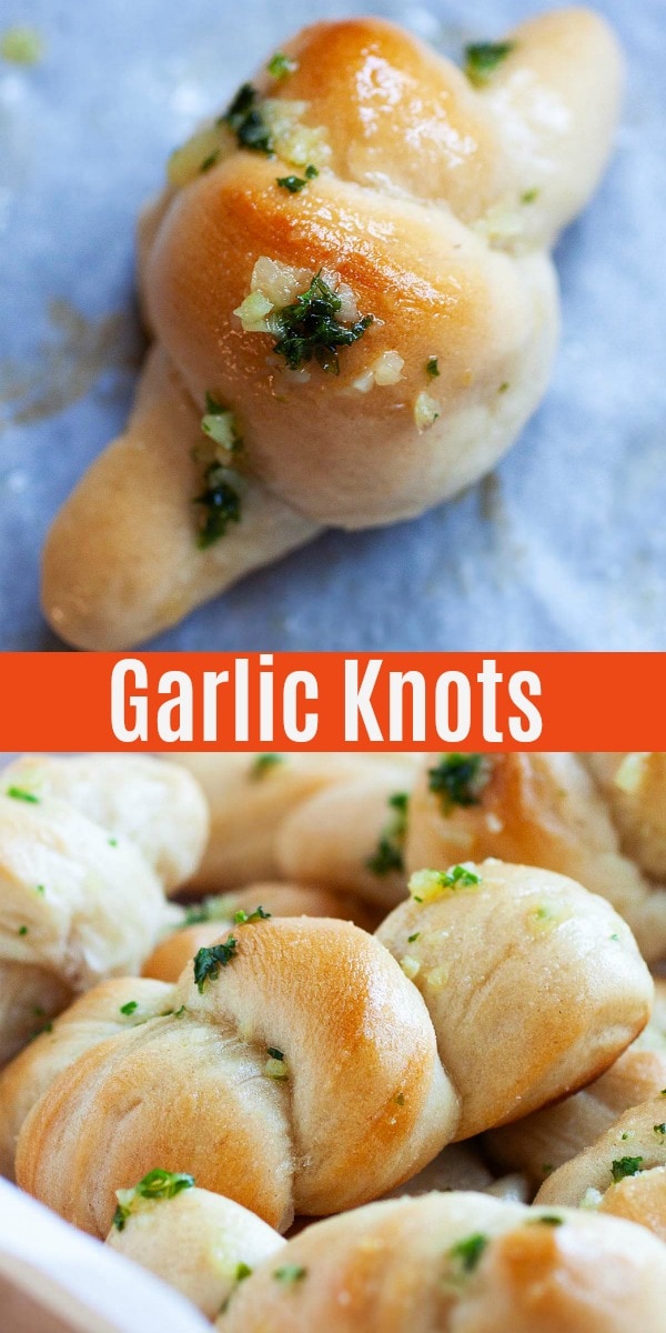 Garlic Knots using store-bought pizza dough and garlic butter. Homemade and easy garlic knots recipe that anyone can make at home as a quick side dish.