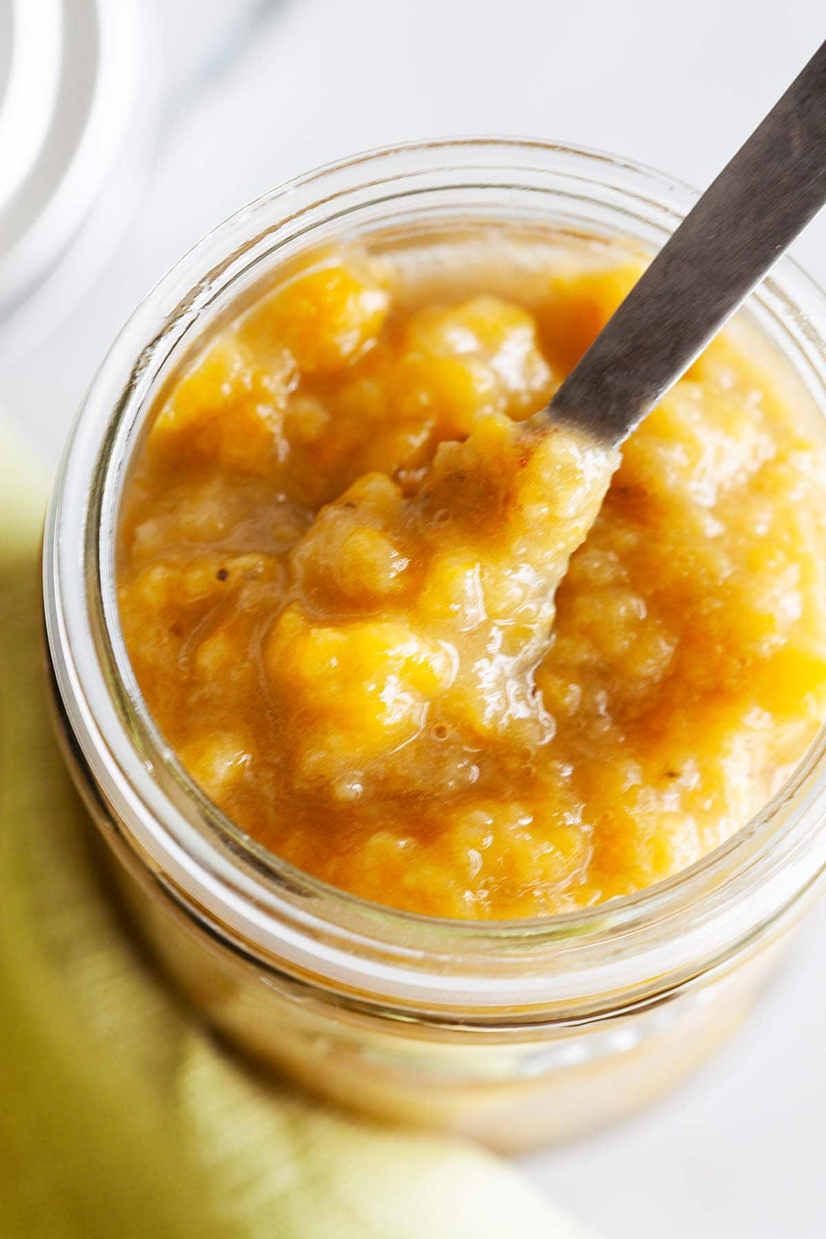 Banana jam recipe with overripe bananas and sugar.