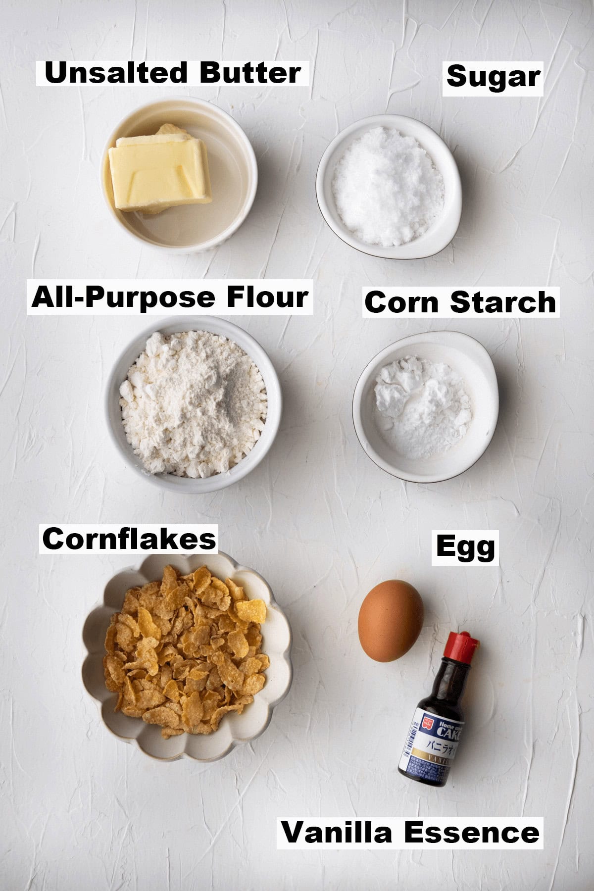 Ingredients for cornflakes cookies. 