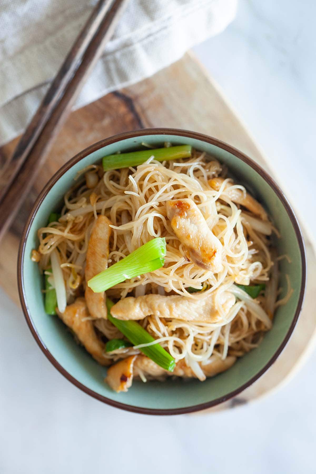 Vermicelli noodles served in a bowl.