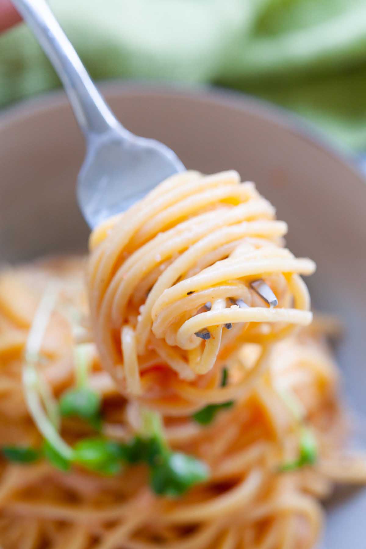 Mentaiko spaghetti, ready to serve.