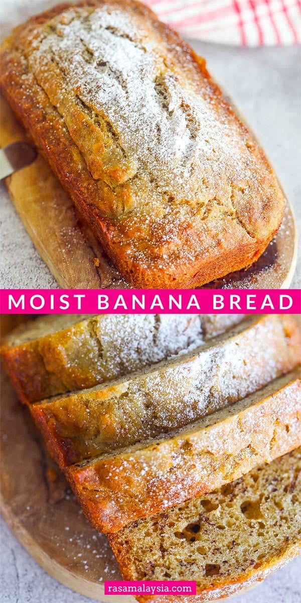 The ultimate and super moist banana bread with rum. This moist banana bread recipe is easy, healthy, made with overripe bananas, sour cream and brown sugar!