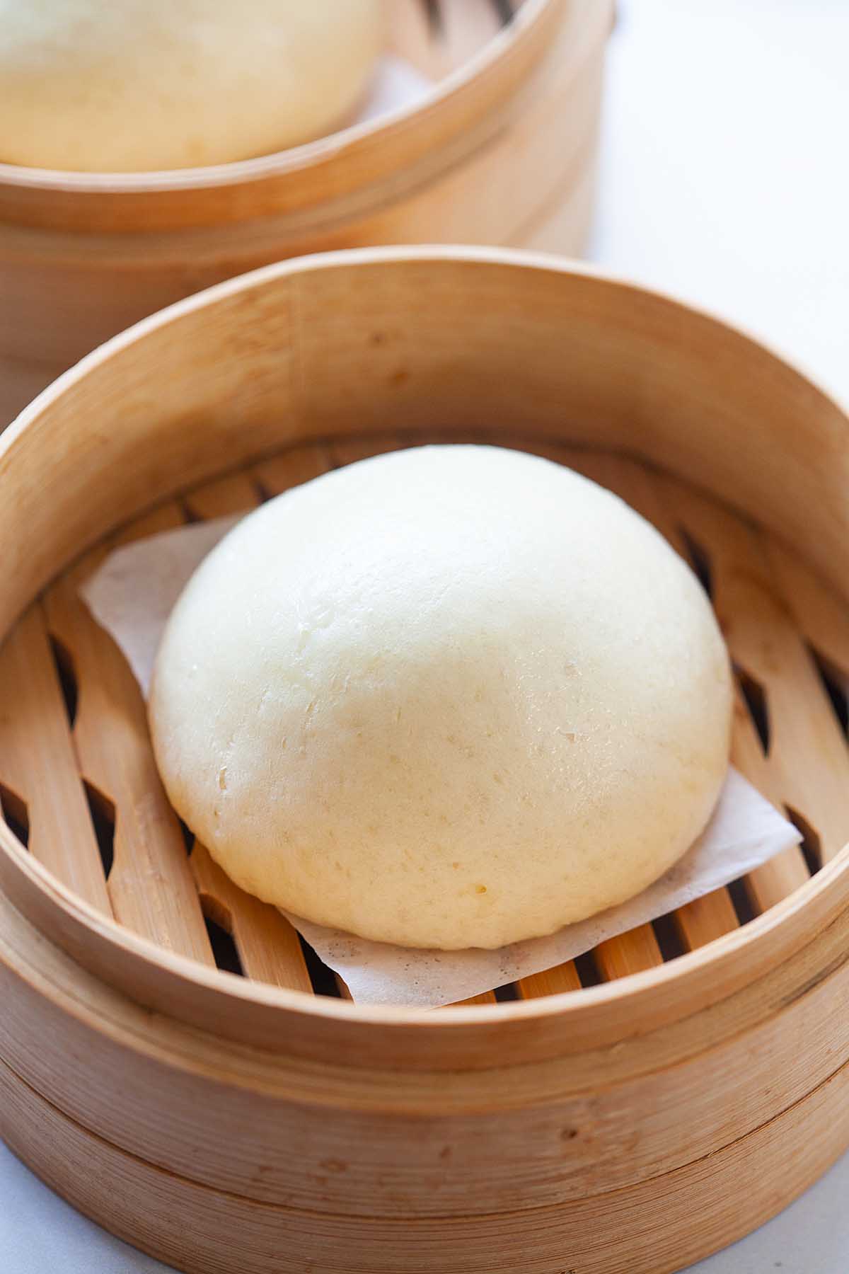 Steamed taro bun, ready to serve.