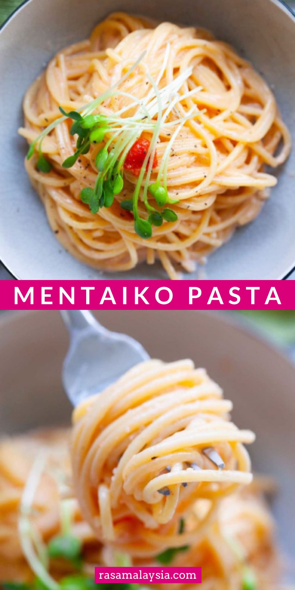 Mentaiko pasta is a Japanese pasta recipe with spaghetti, spicy Mentaiko or pollock/cod roe, in a rich and creamy Mentaiko sauce. | rasamalaysia.com