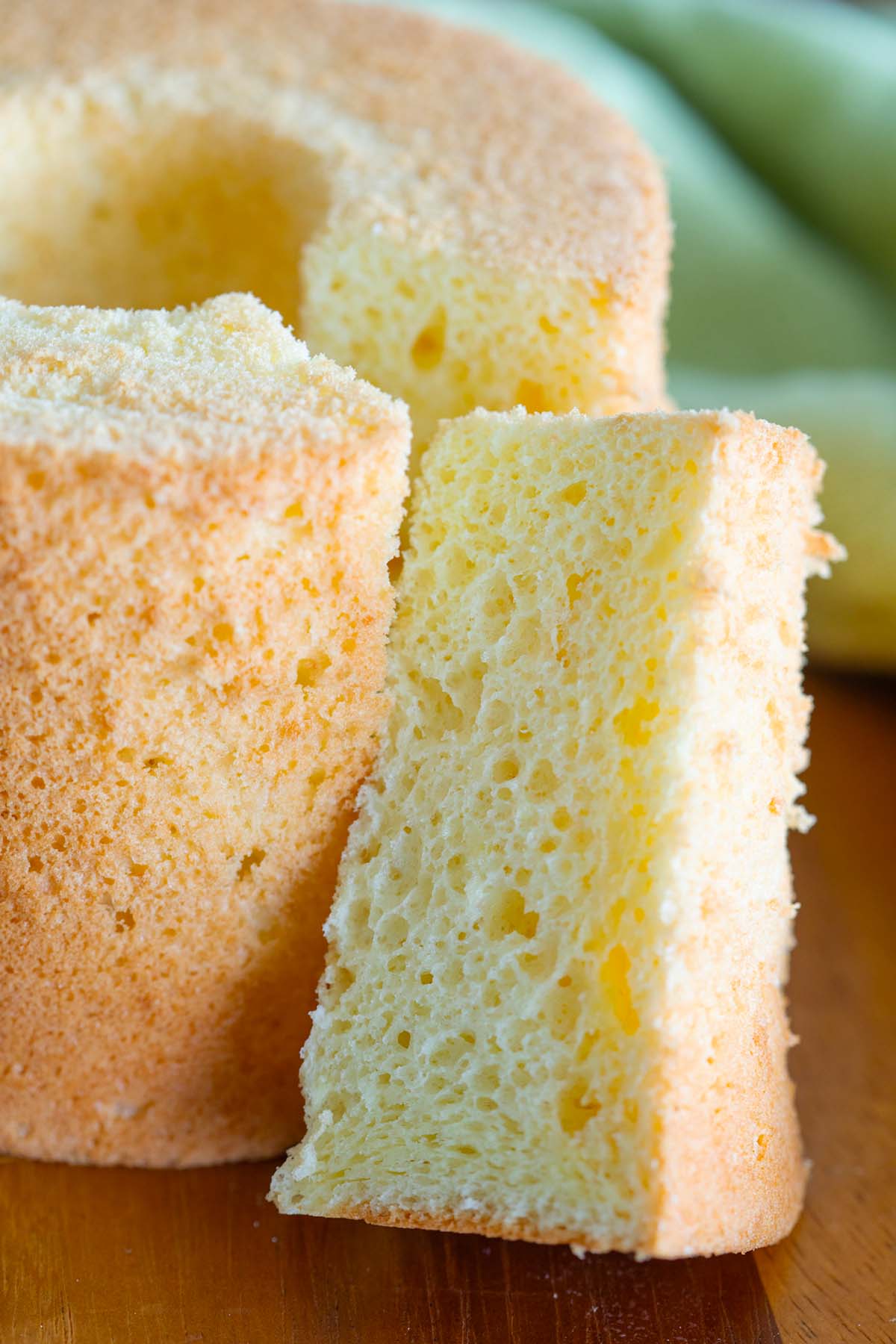 Orange chiffon cake, ready to serve.