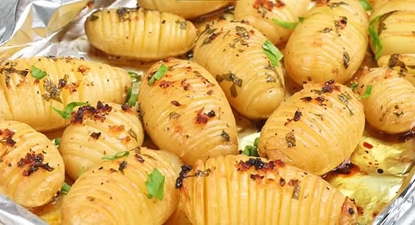 Roasted lemon herb potatoes are ready to serve.