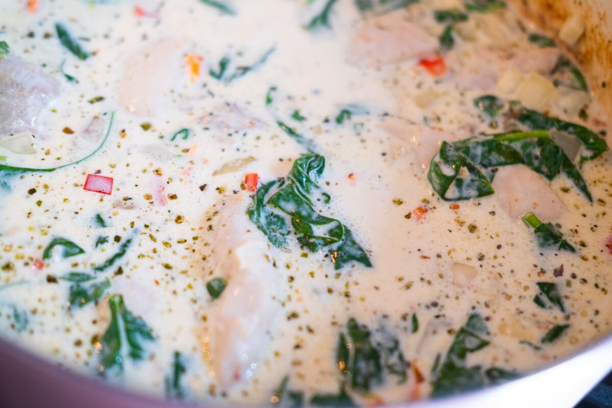 Cook the sauce and chicken together for creamy garlic butter chicken