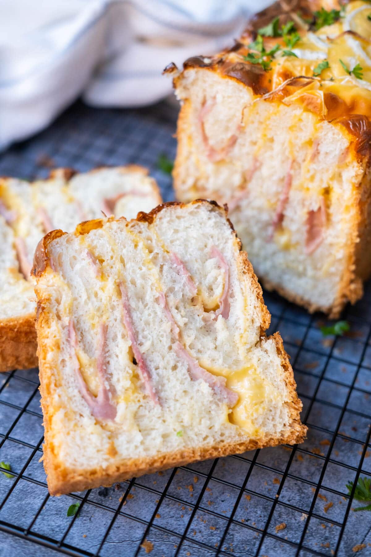 Ham and cheese loaf, hot off the oven.