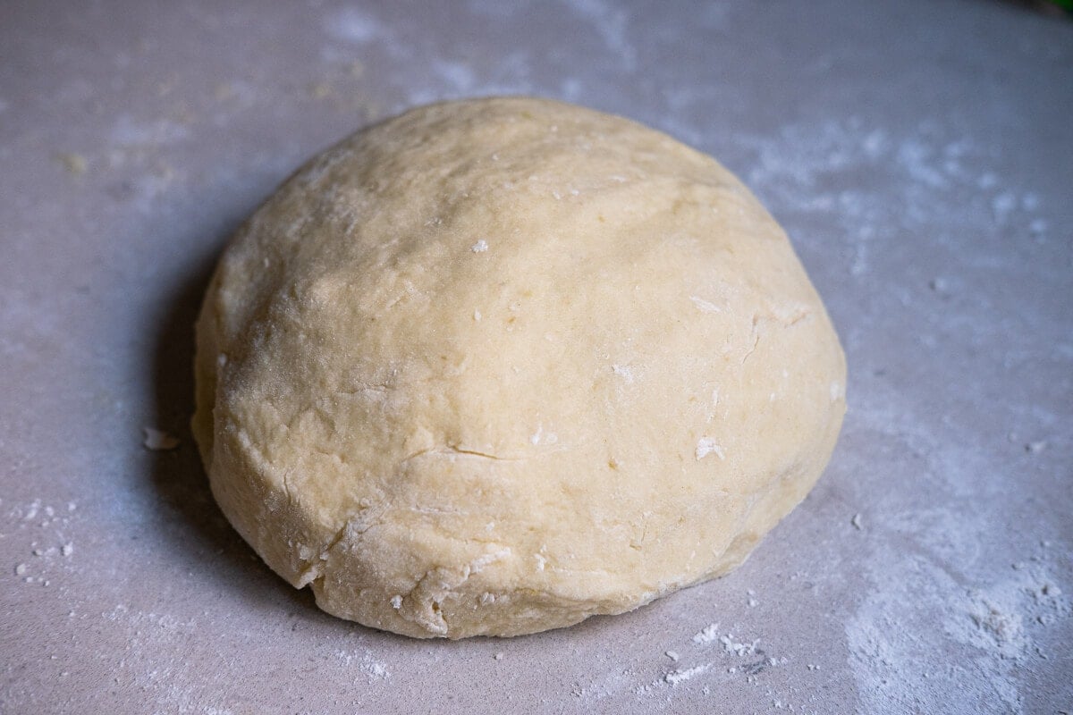 Soft and shiny potato gnocchi dough. 