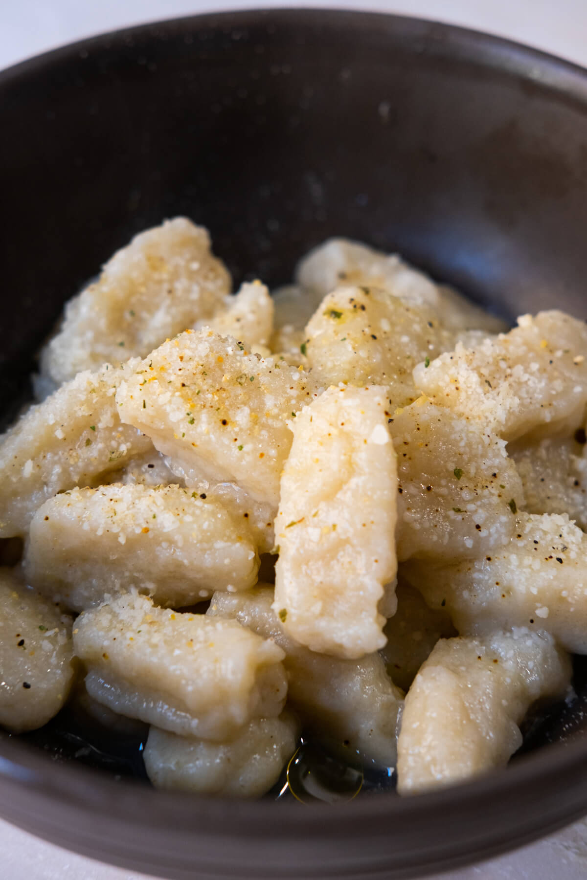 Gnocchi in a bowl, ready to serve.