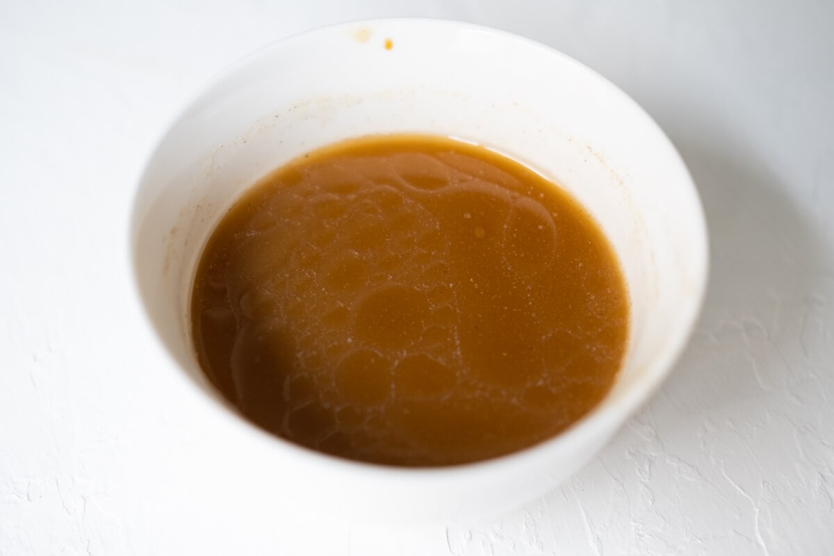 Stir-fry brown sauce mixed in a bowl. 