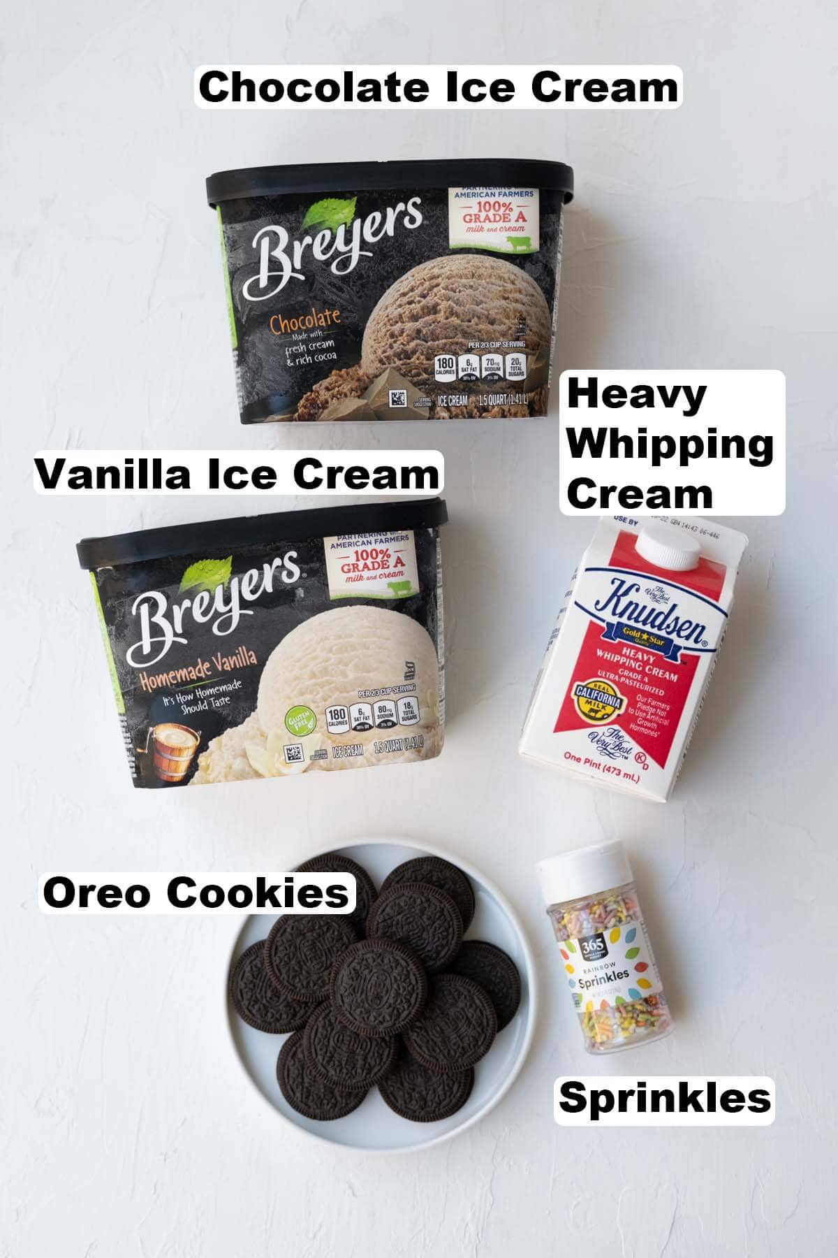 Ice cream cake ingredients.