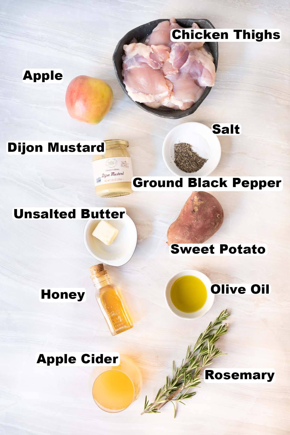 Apple cider glazed chicken ingredients. 