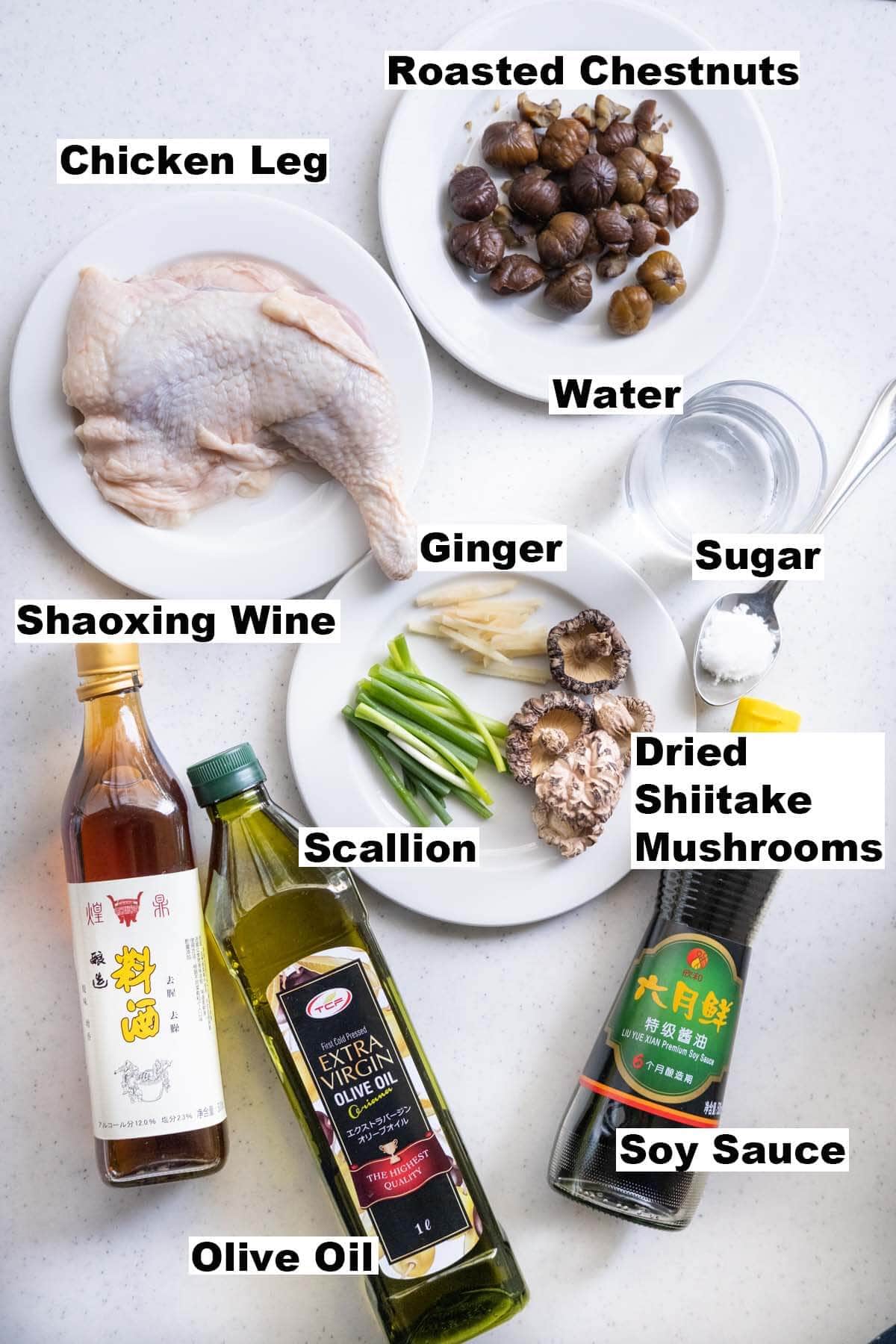 Ingredients for chestnut chicken recipe. 