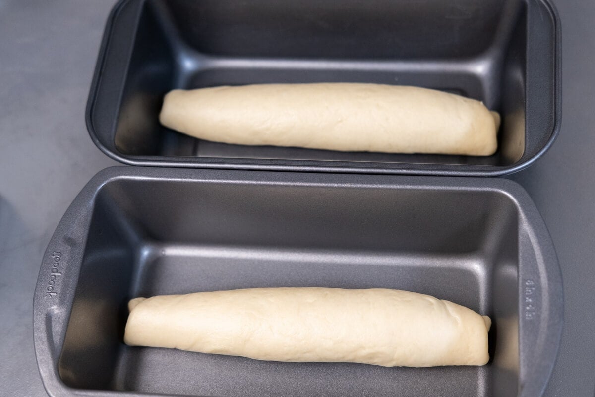 Proof the dough in the loaf tins until they doubled in size. 