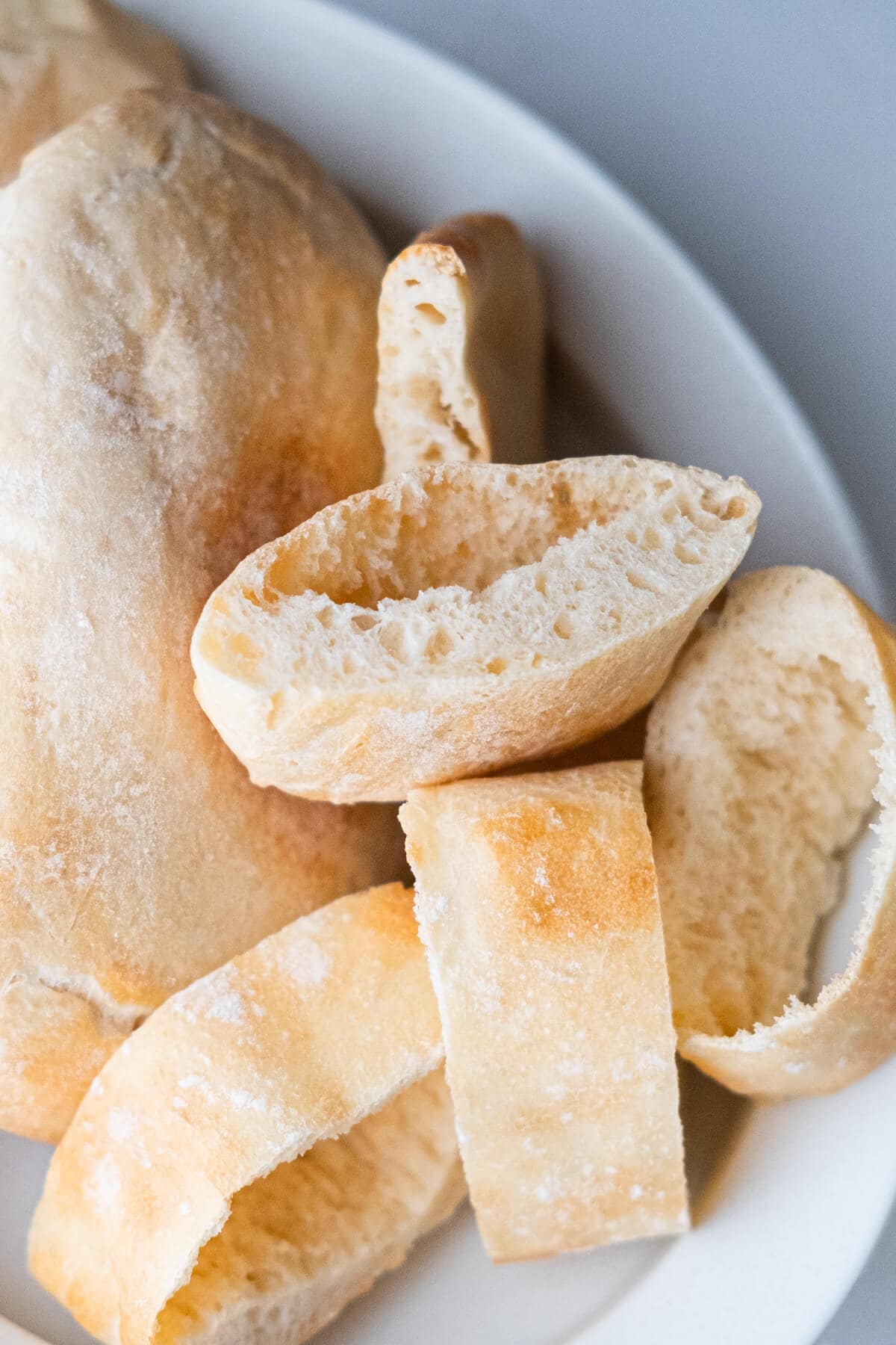 soft and puffy pita bread cut into small pieces. 