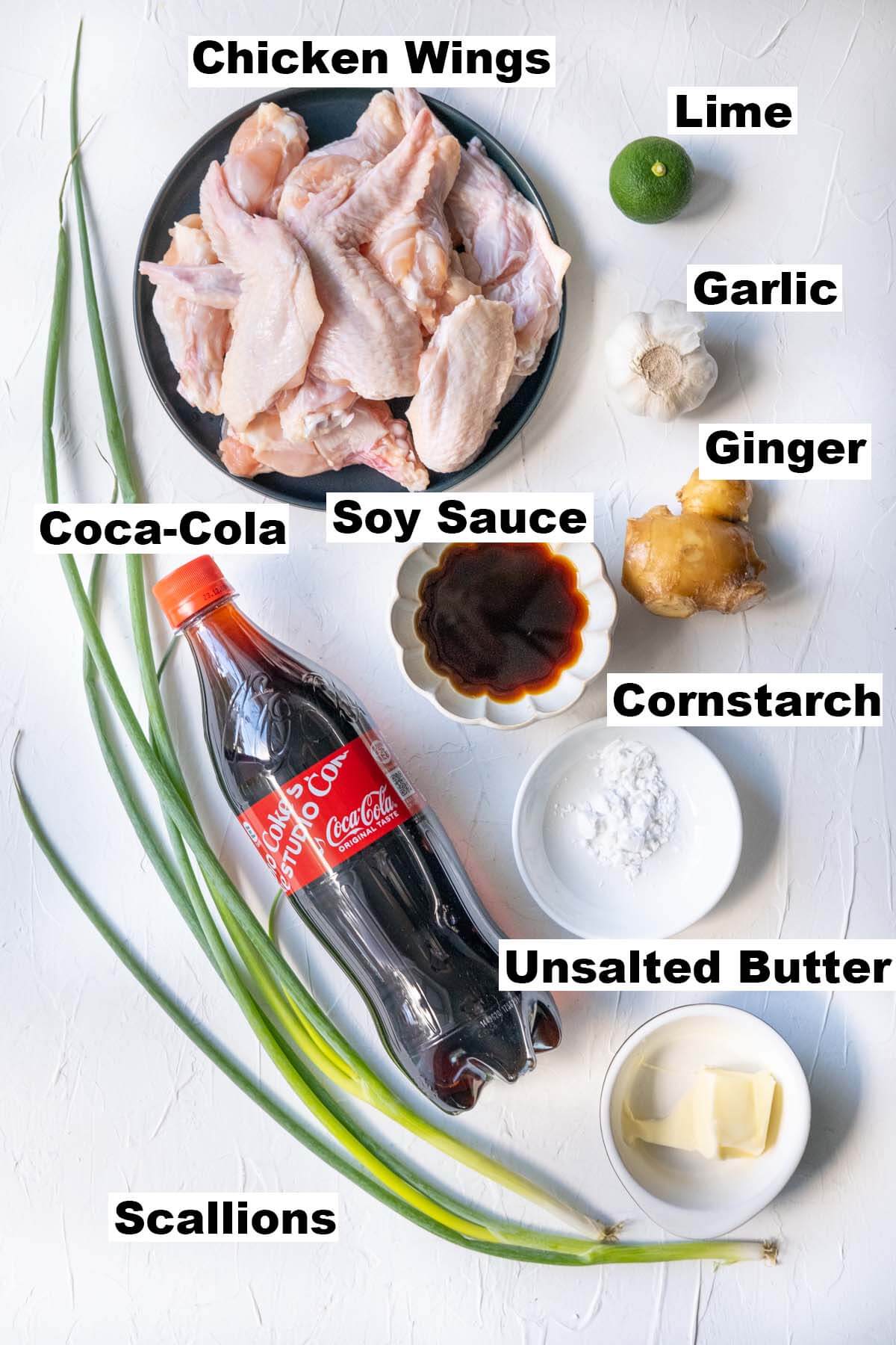 Ingredients for Coca-Cola chicken wings recipe. 