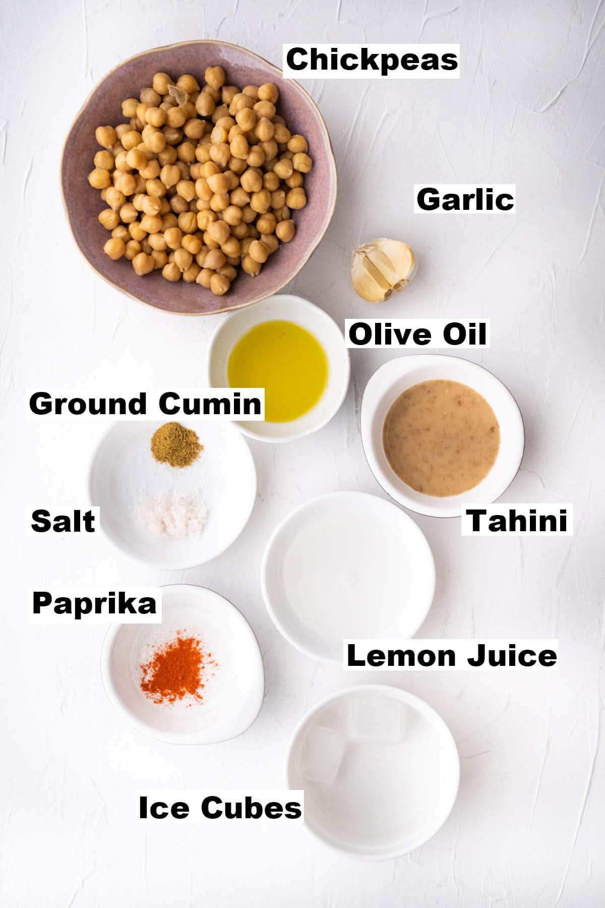 Ingredients for hummus recipe. 