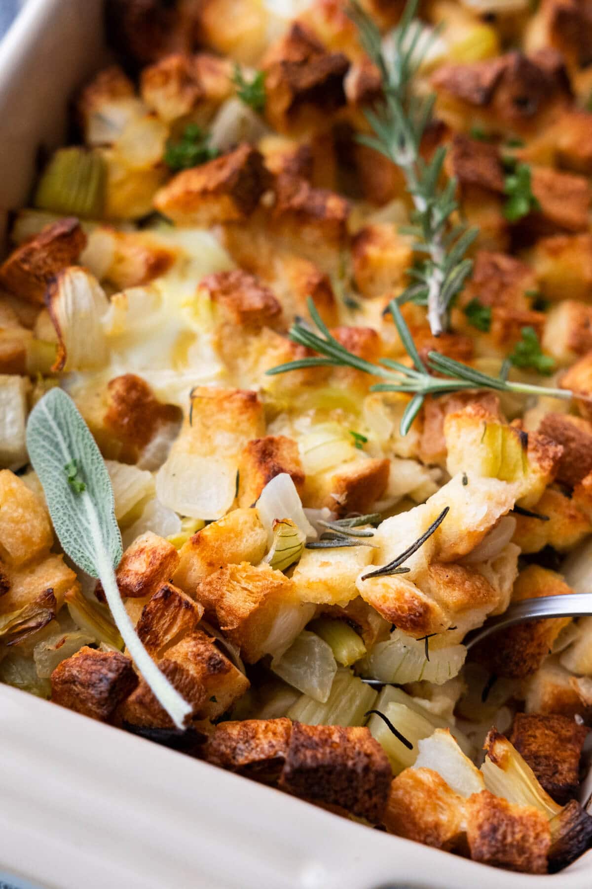 Delicious stuffing overloaded with herb aroma and topped with crisp bread.  