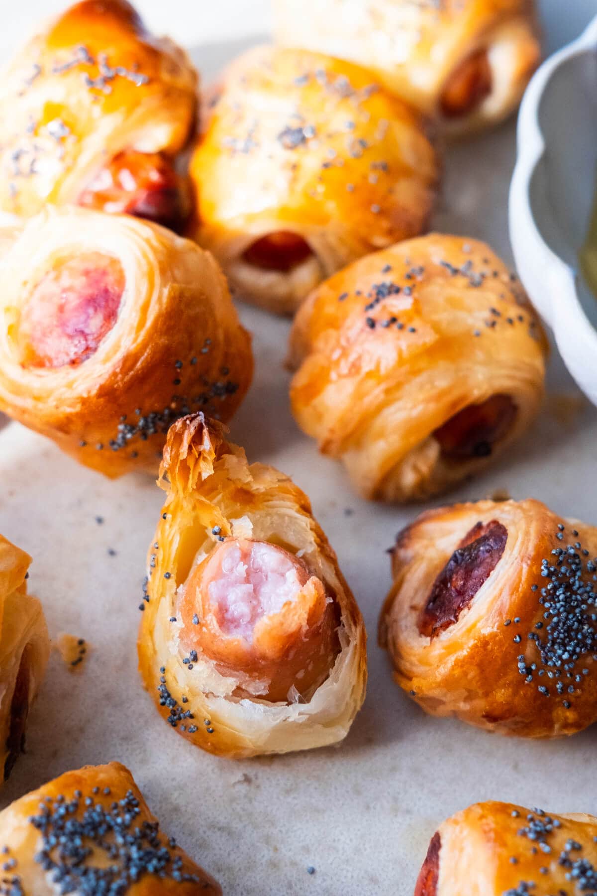 Bite-size pigs in blankets. 