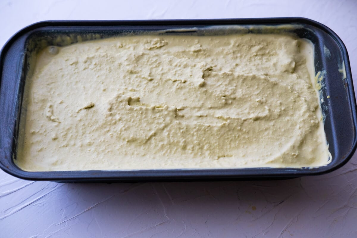 Pour the ice cream into a loaf pan. 