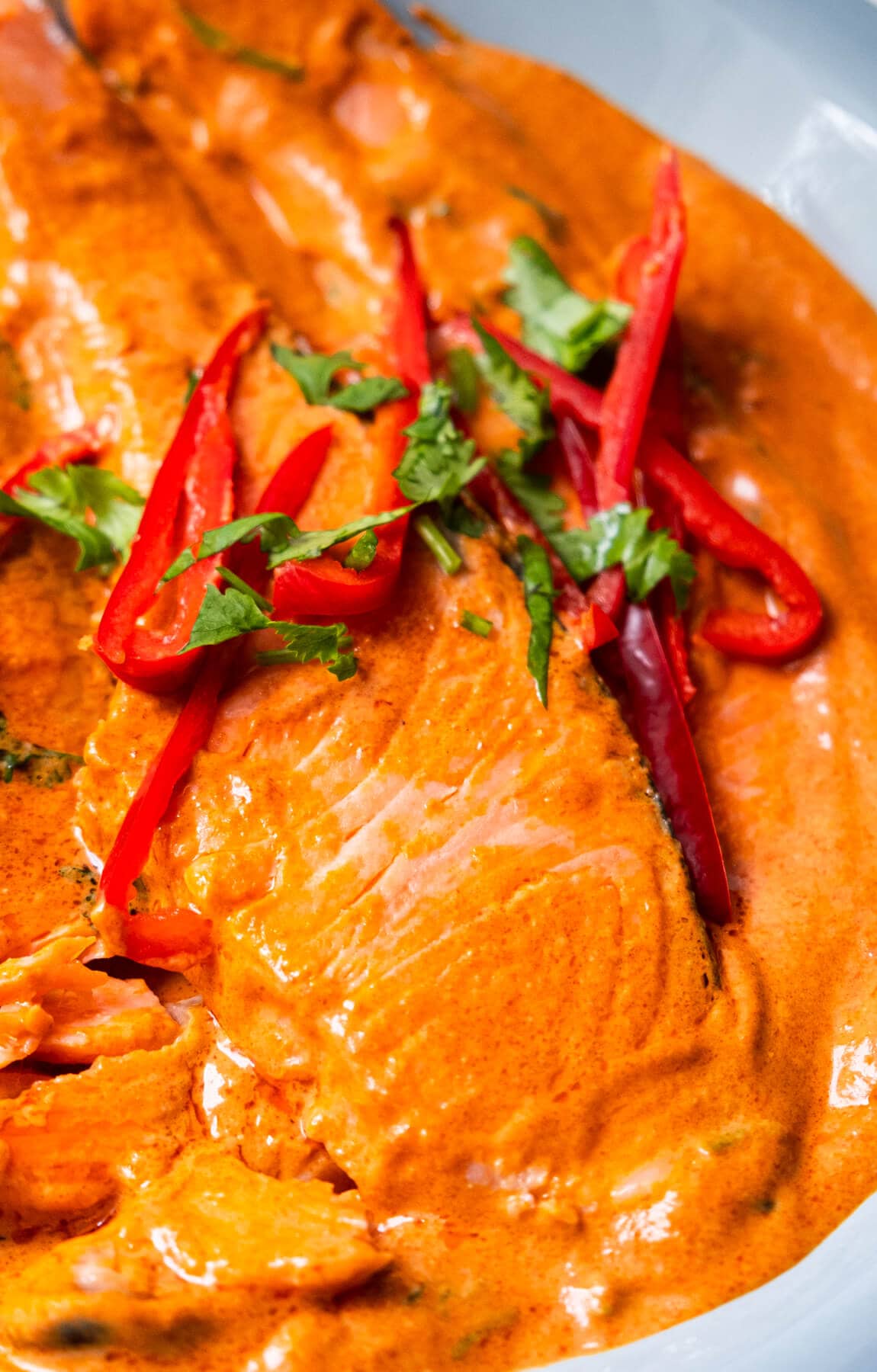 Choo Chee fish curry with salmon fillet. 