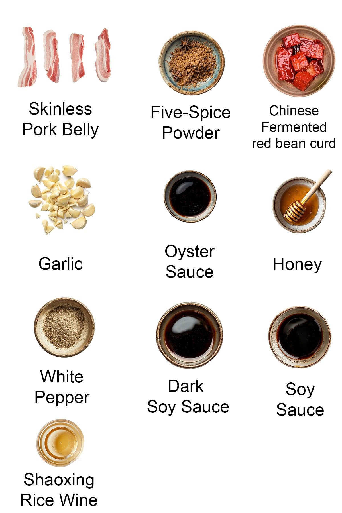 This image shows the ingredients used for this Char Siu recipe.