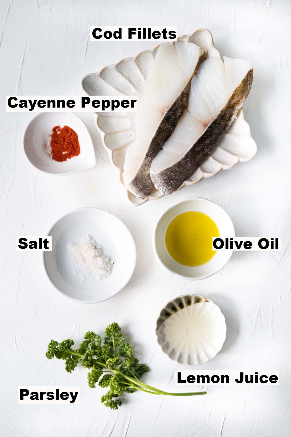 Ingredients for baked cod. 