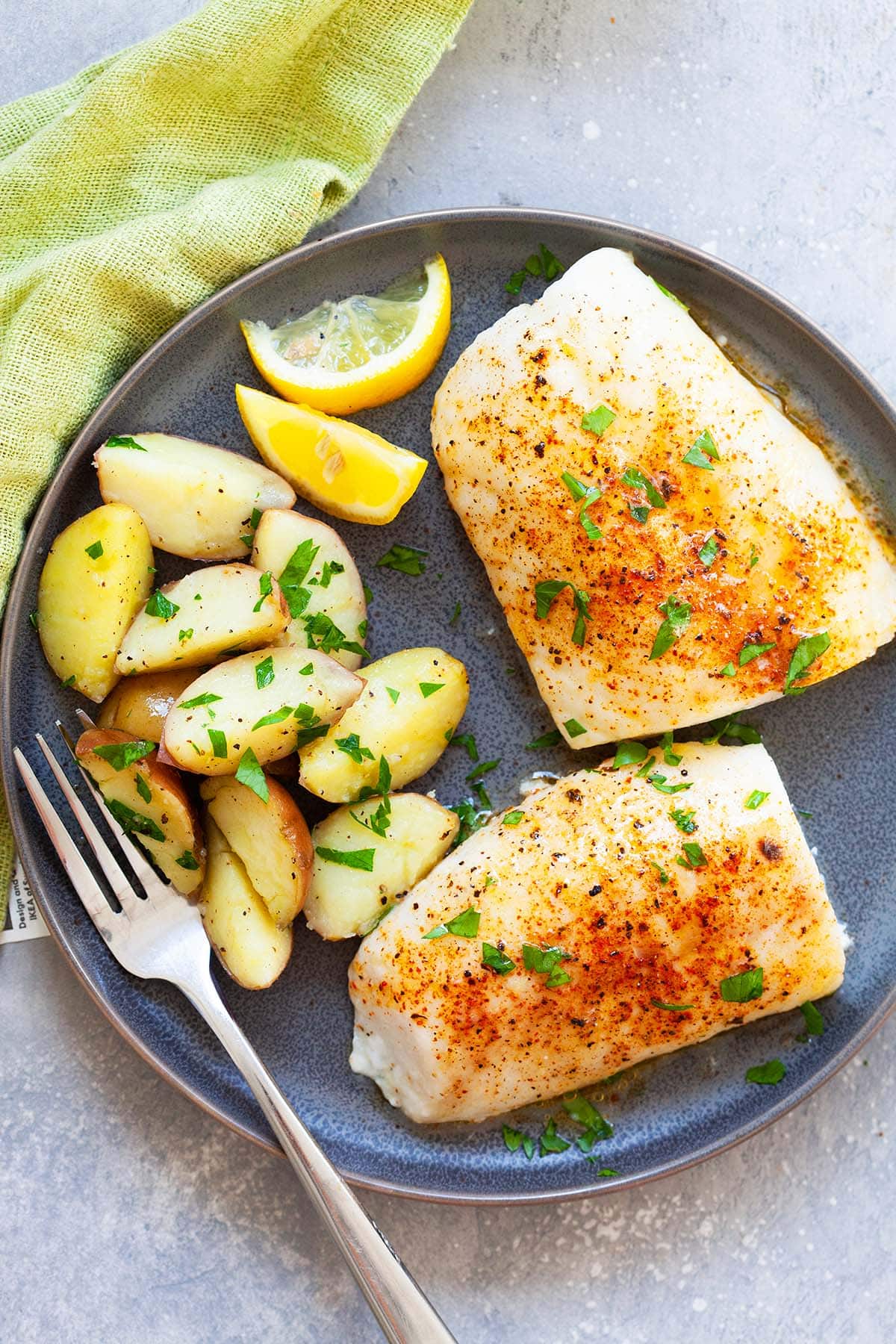 Bake cod with a side of boiled potatoes.