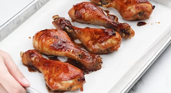 This image shows the Baked Hoisin Chicken fresh out of the oven.