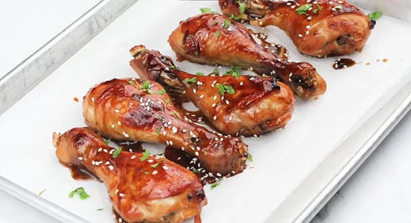 This image shows the Baked Hoisin Chicken ready to be served.