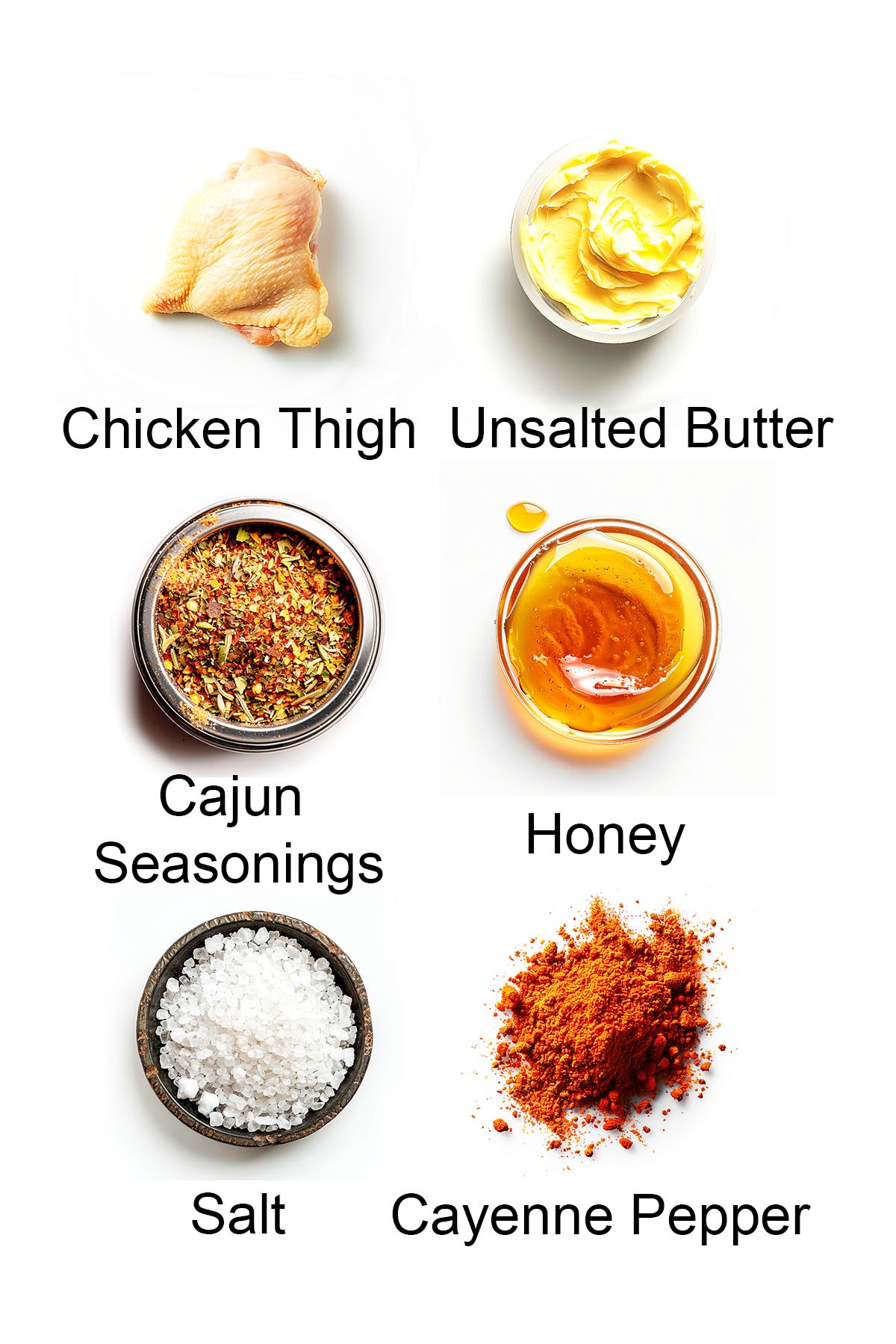 Picture showing all the ingredients for Cajun chicken recipe.