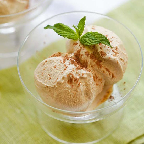 Refreshing coffee ice cream in a dessert cup. 