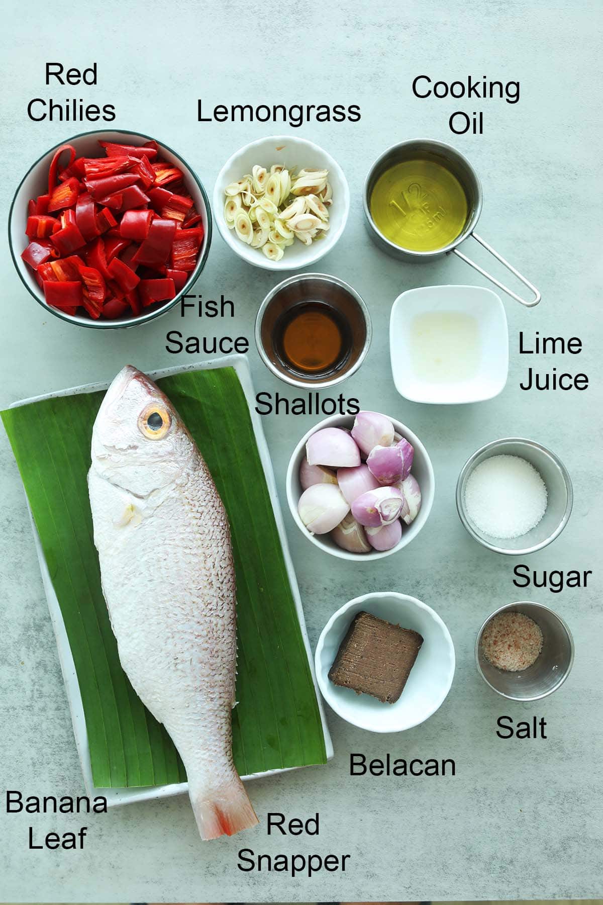 Ingredients for grilled fish recipe. 