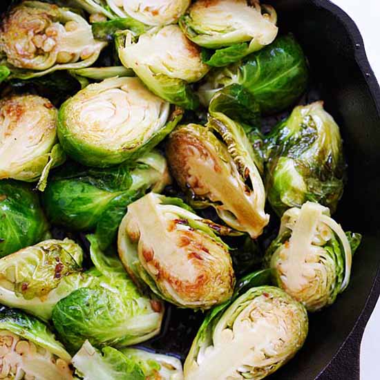 Easy honey balsamic brussels sprouts side dish. 
