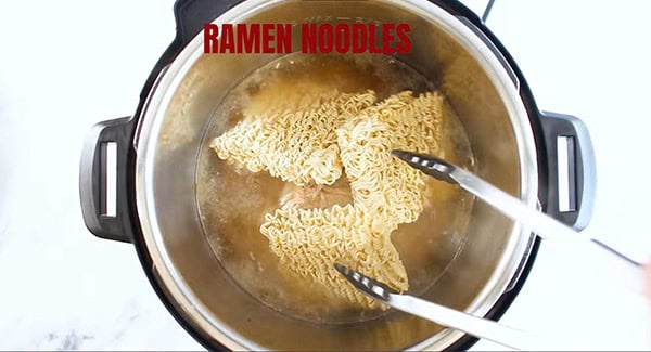 This image shows the Ramen Noodles being cooked in the Instant Pot.