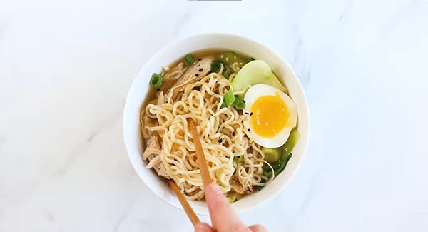 This image shows the Ramen being served in a bowl.