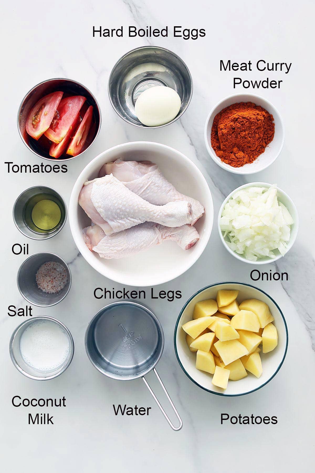 Ingredients for chicken curry recipe.