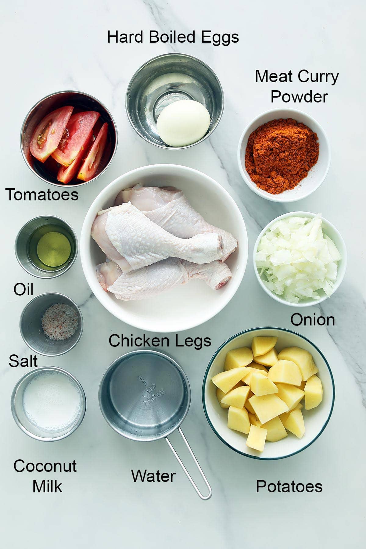 Ingredients for chicken curry recipe. 