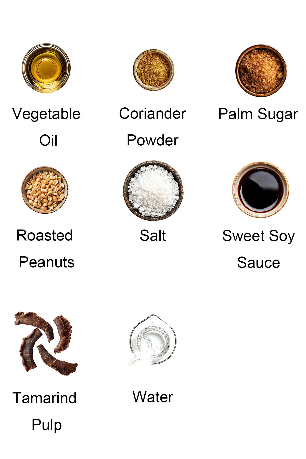 Ingredients for peanut sauce. 