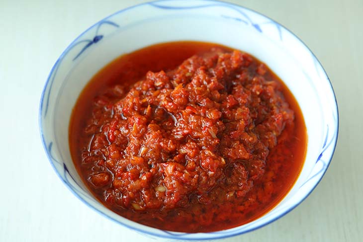 This image shows the Sambal Belacan ready to be used on the fish.